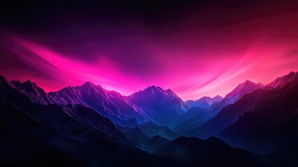 Obraz premium Vibrant Mountain Landscape Under Colorful Sky at Dusk
