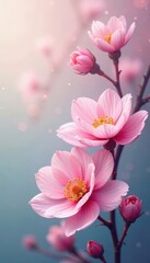 Soft pastel blooms, blurred watercolor effect, subtle, graphics, blurred