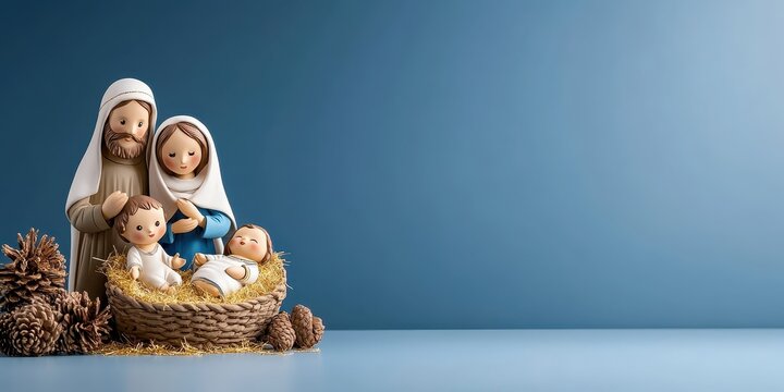 Sacred nativity scene digital illustration christmas theme cozy indoor environment artistic viewpoint for holiday celebrations
