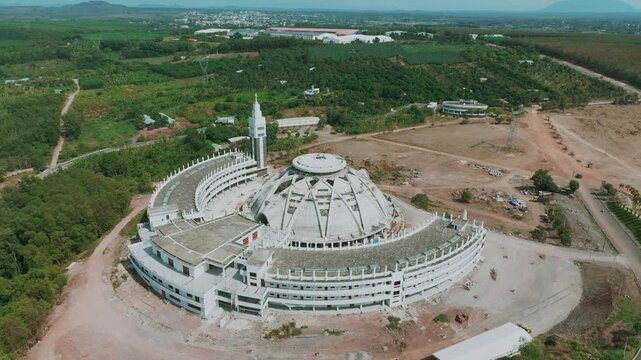 4K Aerial view of Our Lady of Nui Cui, A Pilgrimage in Dong Nai, Vietnam