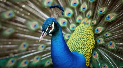 Obraz premium Vibrant Peacock Feather Display