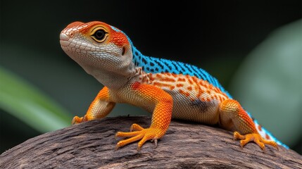 Obraz premium Vibrant Lizard on Log in Nature Background