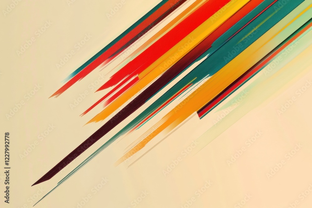 Poster Colorful abstract lines create dynamic composition on smooth surface for artistic expression. Generative AI