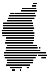 Symbol Map of the region Lubuskie (Poland) showing the territory with just a few black horizontal lines