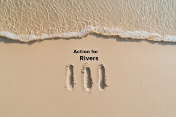 Fototapeta premium Eco-Chic Riverbank Serenity Sustainable Spring Vibes with Sandy Textures - Celebrating International Day of Action for Rivers and Earth Day in Environmental Advocacy