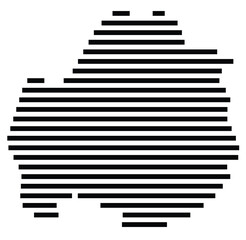 Symbol Map of the region Zeeland (The Netherlands) showing the territory with just a few black horizontal lines