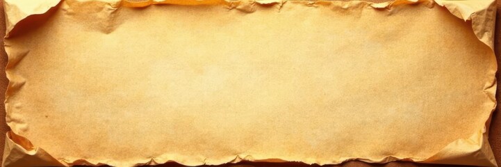 Worn brown paper with folded edges and crinkled texture, paper elements, distressed