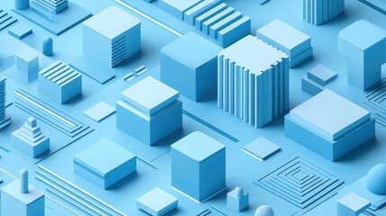 Fototapeta premium Abstract 3D blue geometric shapes background.