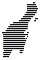 Symbol Map of the region Quintana Roo (Mexico) showing the territory with just a few black horizontal lines