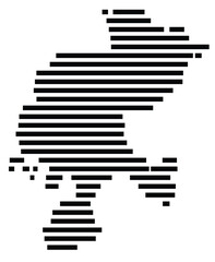 Fototapeta premium Symbol Map of the region Zacatecas (Mexico) showing the territory with just a few black horizontal lines
