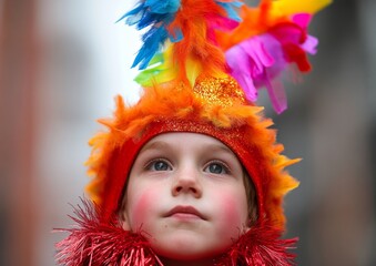 Vibrant Purim Parade Celebratory Feathered Headpieces and Glitter for Modern Youthful Cultural Festivities - Fashion and Insights in Seasonal Event Design