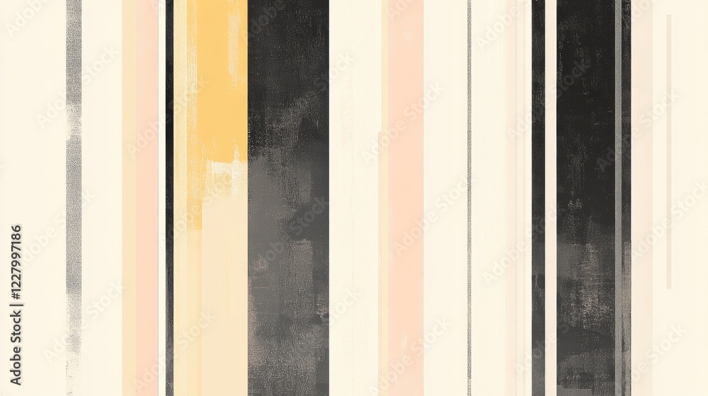 Poster Abstract pattern featuring vertical stripes in muted colors with textures and varying widths to create depth and interest. Generative AI