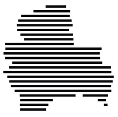 Symbol Map of the region Santa Cruz (Bolivia) showing the territory with just a few black horizontal lines