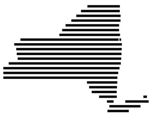 Symbol Map of the state New York (United States) showing the state with just a few black horizontal lines
