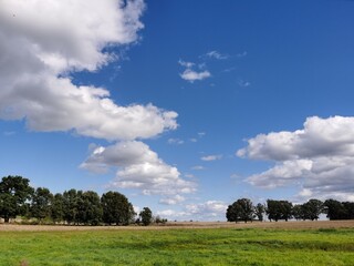 landscape with blue sky and clouds
