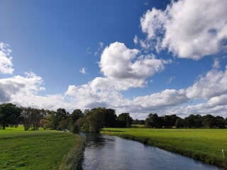 landscape with river and blue sky