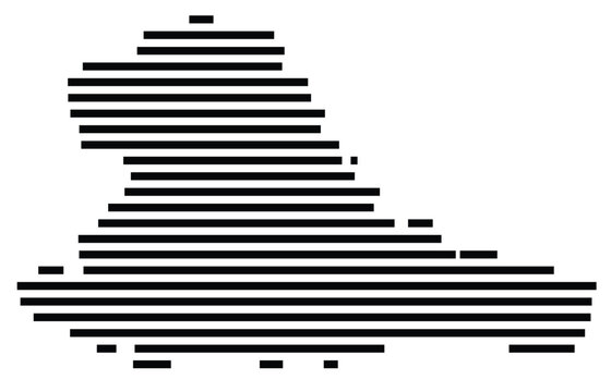 Symbol Map of the region Taurage (Lithuania) showing the territory with just a few black horizontal lines