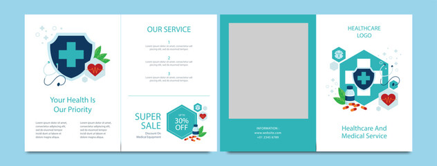 Creative medical health care trifold brochure design, Modern company or business trifold brochure template layout. Medical, health care Trifold brochure template
