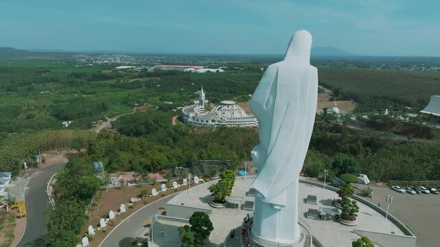4K Aerial view of Our Lady of Nui Cui, A Pilgrimage in Dong Nai, Vietnam
