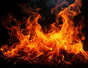黒背景に炎が燃える様子