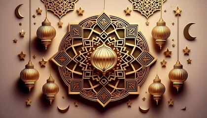 Elegant Ramadan Kareem Collection: Crescent Moons, Lanterns, and Islamic Calligraphy