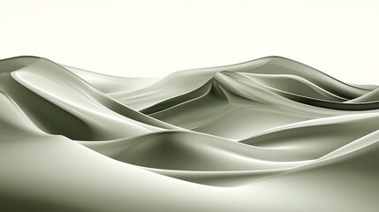 Abstract Green Wavy Landscape Digital Art