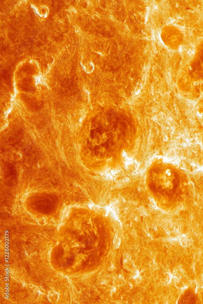 Poster abstract fiery orange pattern with swirling textures and glowing shapes, symbolizing energy, heat, a