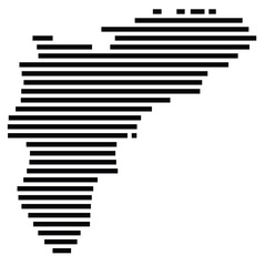 Symbol Map of the region Alicante (Spain) showing the territory with just a few black horizontal lines
