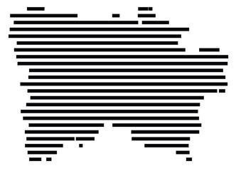 Symbol Map of the region Voru (Estonia) showing the territory with just a few black horizontal lines