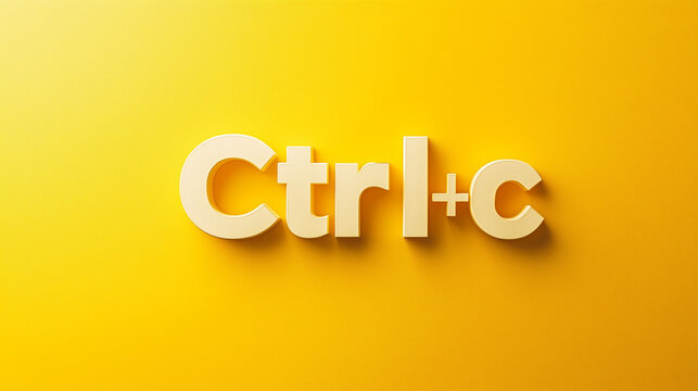 lettering "ctrl + c" isolated on yellow background. copy paste keyboard shortcut. copy function