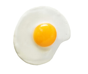 Fried egg isolated on white background top view. Food cooking photo
