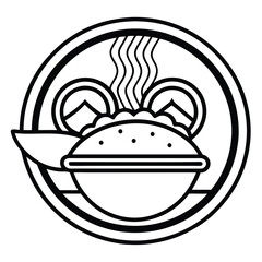 A sleek and modern restaurant logo in vector line art, featuring a minimalist cloche (food cover) with elegant curves, symbolizing premium dining and hospitality.