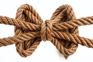 Fototapeta premium Macro Shot of Brown Rope Bow, Nautical Rustic Gift Wrap, Isolated PNG