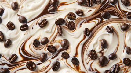 Fototapeta premium close up of chocolate cream with coffee beans