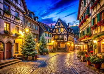 Obraz premium Magical Christmas Lights in Kaysersberg, Alsace, France - Long Exposure Photography