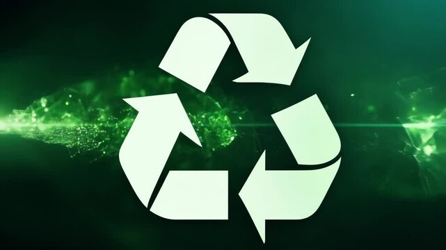 Green earth cover with Recycle symbol on green grass field on natural background. Waste and pollution elimination, clean and renewable energy concept, green world, eco friendly, environment day. Ecolo