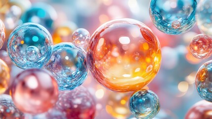 Colorful soap bubbles floating in air outdoor setting digital art vibrant atmosphere