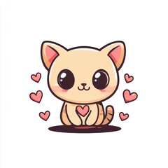 Cute cat with red heart for Valentine&rsquo;s Day greeting card design