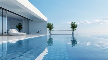 Home chic minimalistic swimming pool view 