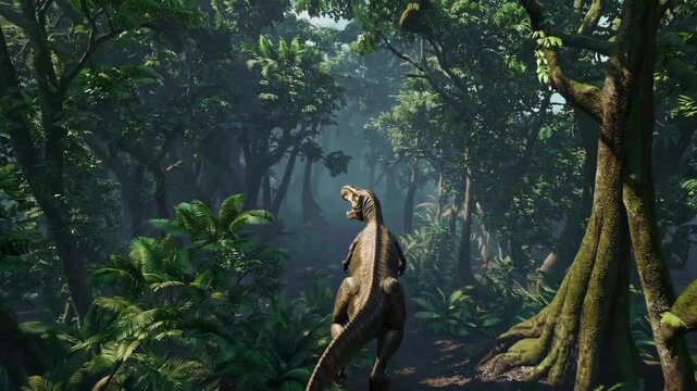 T-Rex dinosaur in the wilderness