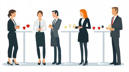 Obraz premium Business Team Silhouette Vector Illustration of Workers in an Office Environment