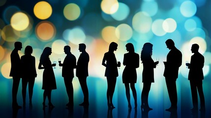 Business Team Silhouette Group Walking in City Illustration