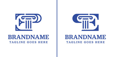 Letters PE or EP Pillar Law Logo, symbolizing strength, stability, and justice