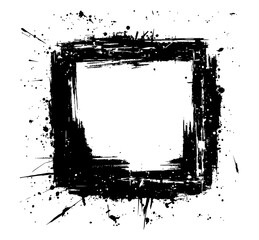 Grunge frame brush square border vector stroke paint. Texture black frame old grunge square frame	