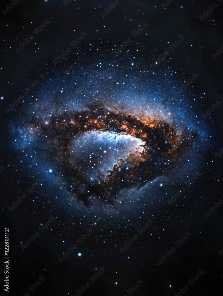 Wall mural a starry sky with a large, dark, and mysterious object in the center. the object is surrounded by a 
