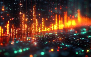 Vibrant Digital Profit Growth Chart Representing Diversified Business Success on Futuristic Technology Device