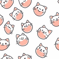 Cute cat paws cartoon seamless pattern.