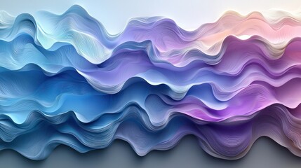 Fototapeta premium Abstract Layered Wavy Forms in Blue Purple Hues