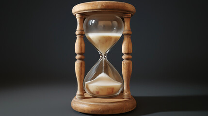 Vintage hourglass in dramatic lighting. Ideal for time management concepts and historical collectibles.