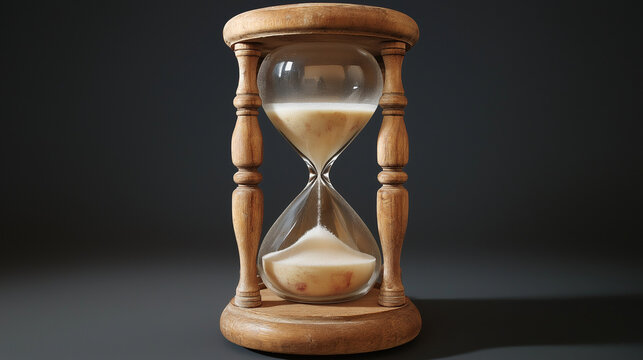 Vintage hourglass in dramatic lighting. Ideal for time management concepts and historical collectibles.
